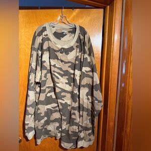 Camouflage Long Sleeve Henley Shirt